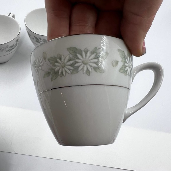 Mikasa #243 Japan Fine China Painted White Daisy Coffee Cups Sugar Dish Creamer - Picture 3 of 13